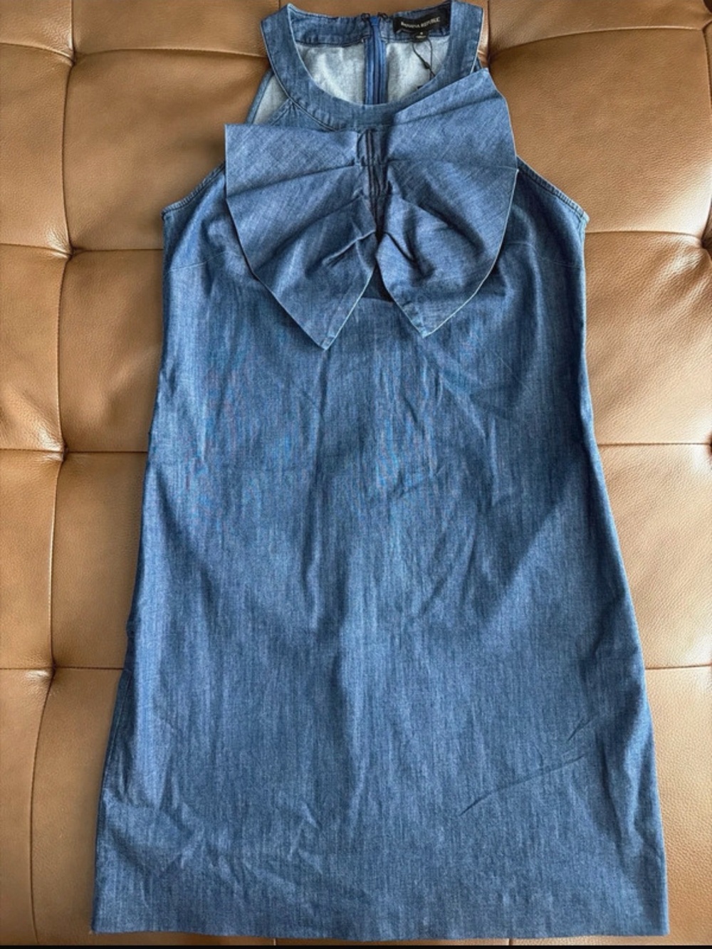 Banana Republic Denim Ruffle Halter Dress - Blue